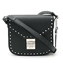 Bolso de hombro pochette de cuero negro MCM