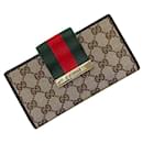 Gucci Beige Brown Bi-Fold Long Wallet