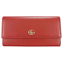 Gucci 456116 Bifold Long Wallet in Red Leather