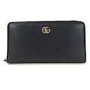 Cartera larga de cuero negro Gucci GG Marmont