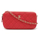 Bolsa de ombro Chanel Matelassé W Zip Chain Wallet Clutch