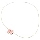 Hermes H Cube Metal Pink Silver Necklace - Hermès