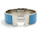 Hermes Light Blue and Silver Bangle Bracelet - Hermès