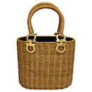 Bolsa de mão Gancini em rattan Salvatore Ferragamo