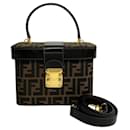 Fendi Zucca Pattern Logo Leather Handbag