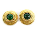 Boucles d'oreilles clips en or et vert Chanel