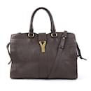 Dunkelbraune Lederhandtasche Yves Saint Laurent