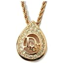 Christian Dior Gold Teardrop Motif Necklace