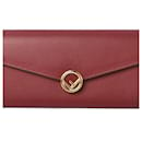 Portefeuille long en cuir bordeaux Fendi