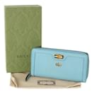 Porte-monnaie Gucci Bamboo en turquoise