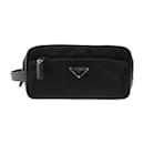 Prada Nylon Leather Clutch Handbag