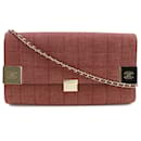 Bolso de hombro de lona de algodón rojo Chanel