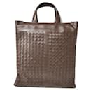 Sac fourre-tout en cuir tressé marron foncé Bottega Veneta