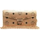 Borsa a spalla in pelle oro champagne MCM 8APA11 con catena