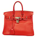 Hermes Birkin 25 Handbag in Rouge Vif - Hermès