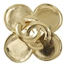 Chanel Gold Plated Clover Brooch