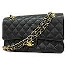 Sac à épaule en cuir caviar noir Chanel