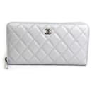 Chanel Long Wallet in Silver Caviar Leather