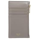 Porte-cartes compact zippé en cuir de veau Celine Gray - Céline