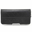 Chanel Black Suede Long Wallet