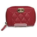 Chanel Boy Card Case in Red Leather