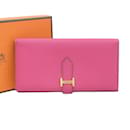 Portefeuille long Hermes Bearn en Rose Choc - Hermès