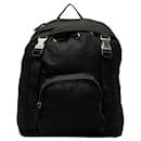 Prada Triangle Plate Backpack in Black Nylon