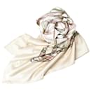 Gucci Silk Scarf in Beige and White