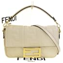 Bolsa de ombro Fendi Baguette pequeno logo padrão FF