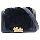 Chanel Black Fur and Leather Shoulder Bag