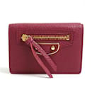 Balenciaga Trifold Wallet in Wine Red