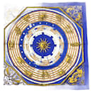 Hermes Blue Silk Scarf with Astrology Constellation Pattern - Hermès