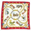 Hermes Silk Scarf in Ivory and Red - Hermès