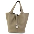 Sac à main Hermes Picotin Lock GM en gris Etoupe - Hermès