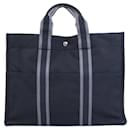 Hermes Black Canvas Handbag Tote Bag - Hermès