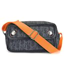 Christian Dior Navy and Orange Denim Shoulder Bag