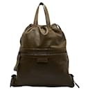 Bottega Veneta Intrecciato Khaki Leather Backpack