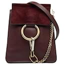 Bolso de Hombro Chloé Faye en Cuero Rojo Vino