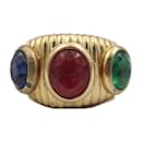 Christian Dior Gold Band Ring with Color Stone