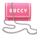 Cartera de hombro de cuero rosa y dorado Gucci