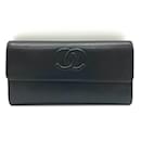 Portefeuille long en cuir noir Chanel