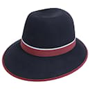 Hermes Wool Sun Hat in Black, Bordeaux, and Light Blue - Hermès