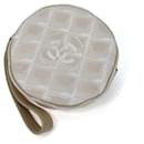 Pochette in nylon jacquard beige Chanel