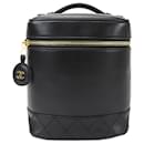 Bolsa de vaidade de couro preto Chanel