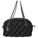 Sac à main en nylon noir Chanel avec chaîne