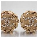 Chanel CHANEL Earrings Coco Mark Gold x Silver Rhinestone