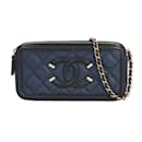 Bolsa de ombro Chanel CC em filigrana azul