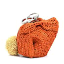 Loewe Rabbit Raffia Handbag Charm in Orange