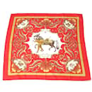 Hermes Cheval Jurc Carre90 Red Silk Scarf - Hermès