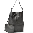 Celine Black Leather Drawstring Handbag - Céline